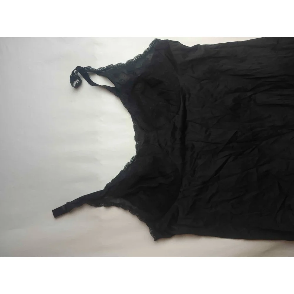 Vintage Vanity Fair Full Slip Womens Large Black Antron III Nylon Lace Trim
